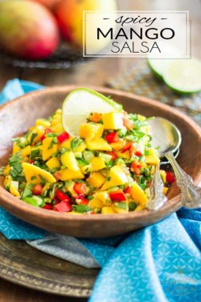 This Spicy Mango and Bell Pepper Salsa is super refreshing; it’s spicy, it’s sweet, it’s crunchy and creamy and tangy… it goes good with just about anything!