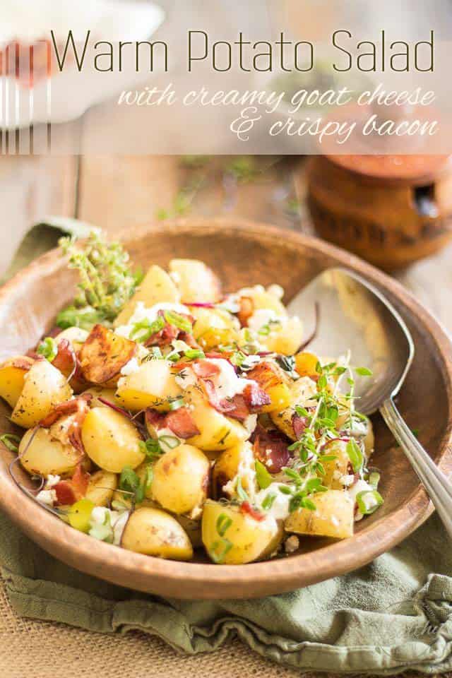 Warm Potato Salad with Goat Cheese and Bacon | thehealthyfoodie,com