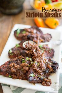 These Braised Sirloin Steaks are a meat lover's dream come true: you get all the flavor of a beautifully charred steak combined with the tenderness of a slowly braised piece of meat.