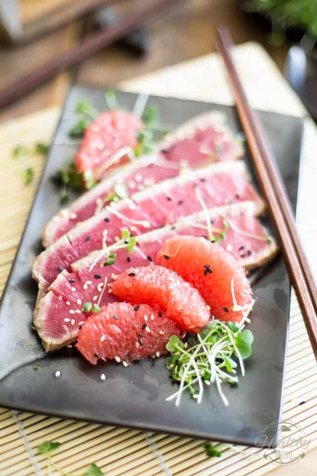 Grapefruit Ginger Tuna Tataki | thehealthyfoodie.com