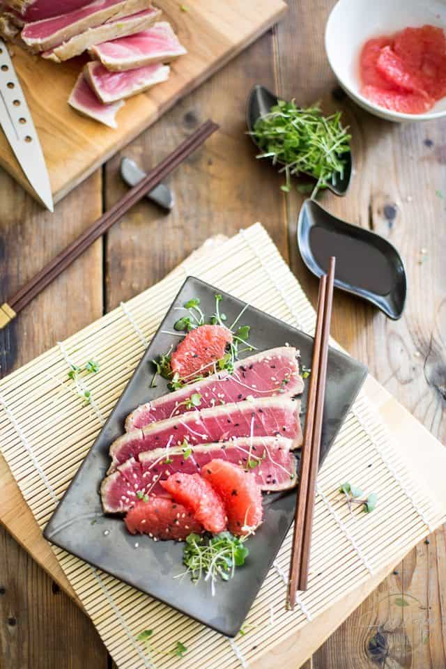 Grapefruit Ginger Tuna Tataki | thehealthyfoodie.com