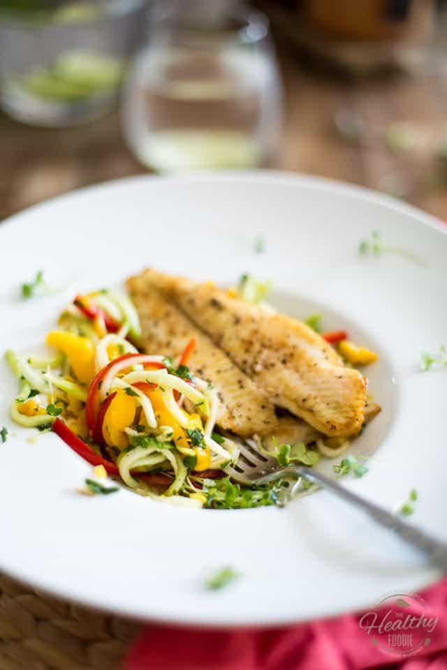 Fillet of Sole over Mango and Chayote Salad | thehealthyfoodie.com