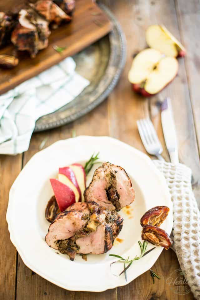 Apple and Date Stuffed Pork Tenderloin | thehealthyfoodie.com
