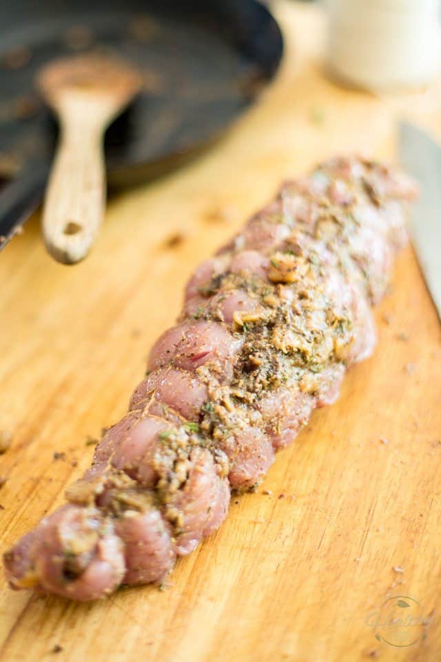 Apple and Date Stuffed Pork Tenderloin | thehealthyfoodie.com
