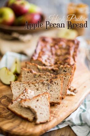 Grain Free and Refined Sugar Free, this High Protein Apple Pecan Bread makes for a great, healthy snack, especially when smothered in Almond Butter!