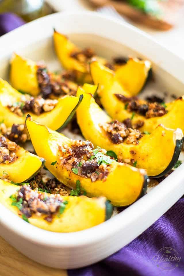 Date Walnut Acorn Squash | thehealthyfoodie.com