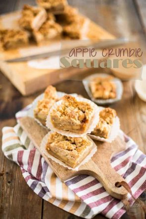 Apple Crumble Squares: Sweet caramelized and pleasantly spiced apple filling in a slightly salty and tender crumble topping.  