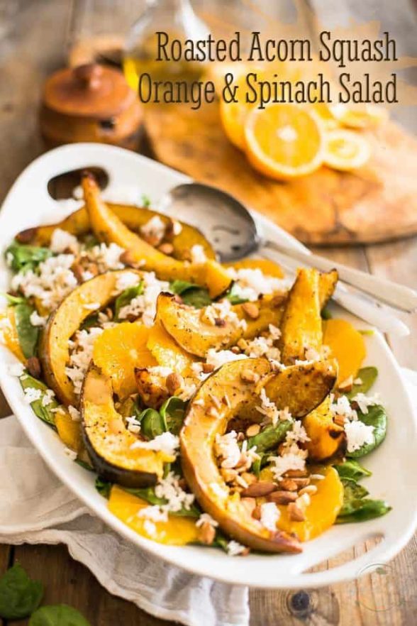 Roasted Acorn Squash, Orange and Spinach Salad • The