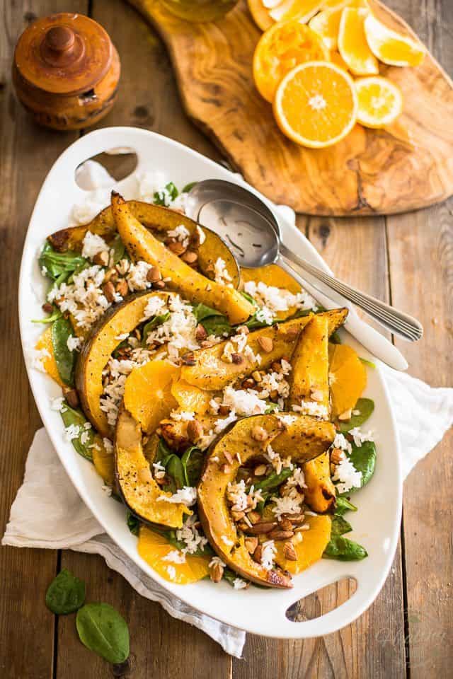 Acorn Squash Orange Spinach Salad | thehealthyfoodie.com