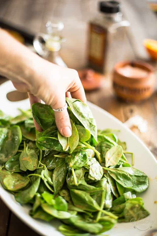 Acorn Squash Orange Spinach Salad | thehealthyfoodie.com