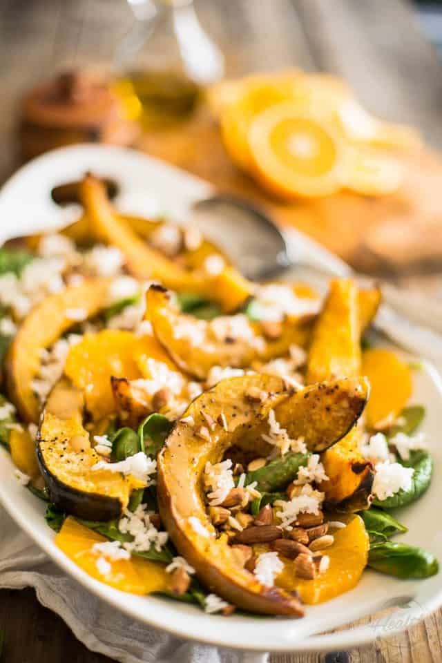 Acorn Squash Orange Spinach Salad | thehealthyfoodie.com