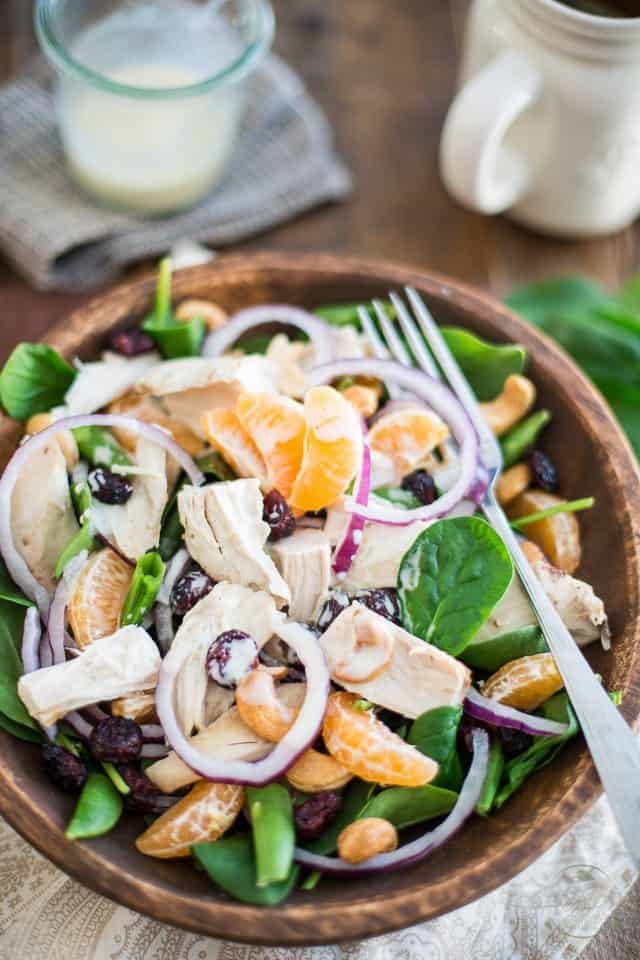 Spinach and Clementine Chicken Salad | thehealthyfoodie.com