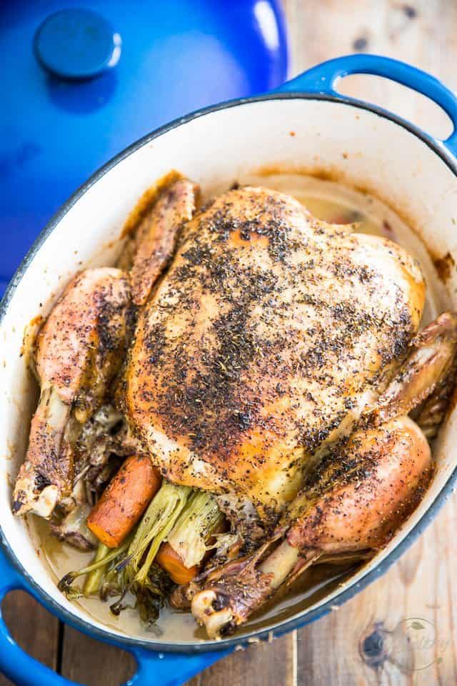 Dutch Oven Roasted Chicken | thehealthyfoodie.com