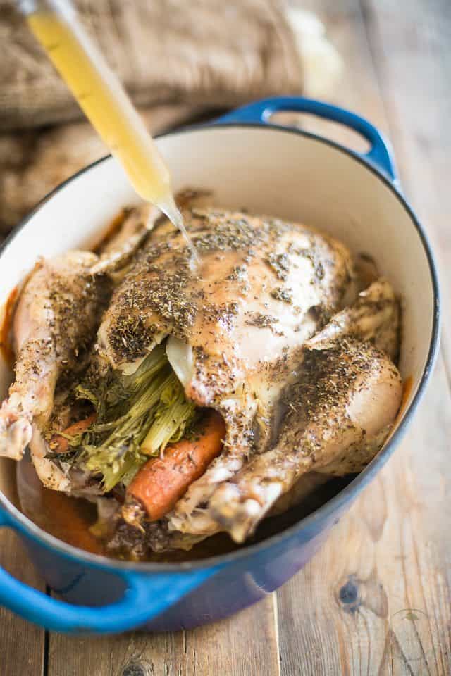 Dutch Oven Roasted Chicken | thehealthyfoodie.com