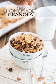 Simple and easy to make, Homemade Granola tastes a million times better than the store-bought stuff and is so much better for you, too! Treat your body well, treat your body good: make a batch today, I swear you'll never look back! 