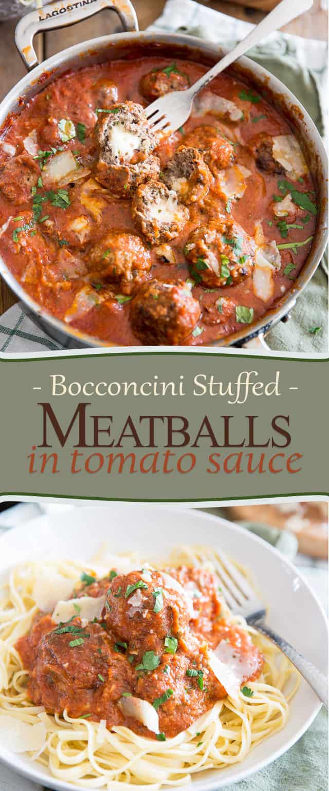 Bocconcini Stuffed Meatballs in Tomato Sauce • The Healthy Foodie