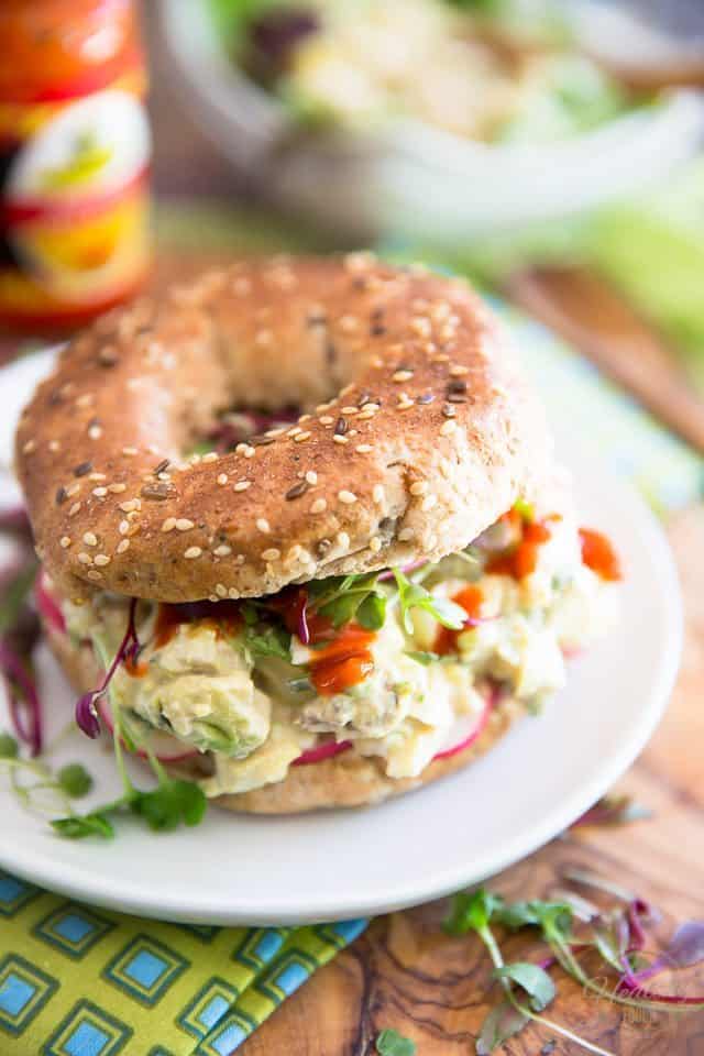 Hard boiled eggs and avocados are brilliantly brought together by yogurt and sour cream in this easy and delicious Avocado Egg Salad. Enjoy it as is or turn it into a nutritious sandwich!