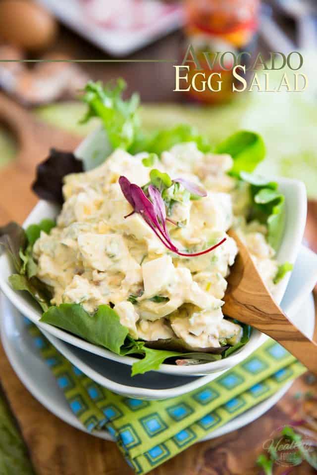 Hard boiled eggs and avocados are brilliantly brought together by yogurt and sour cream in this easy and delicious Avocado Egg Salad. Enjoy it as is or turn it into a nutritious sandwich! 