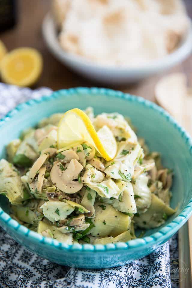 This Lemony Artichoke Salad is probably the easiest thing that will ever come out of your kitchen, yet it's so good, you'll want to make it every day!