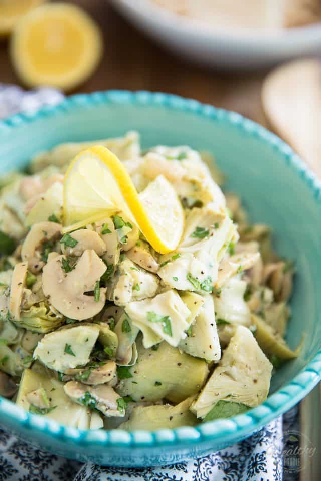 This Lemony Artichoke Salad is probably the easiest thing that will ever come out of your kitchen, yet it's so good, you'll want to make it every day!