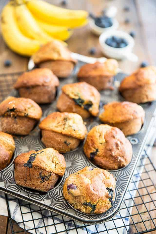  Virtually fat free and sweetened with nothing but a bit of honey and fresh fruits, these Banana Blueberry Muffins make for a delicious snack any time of day