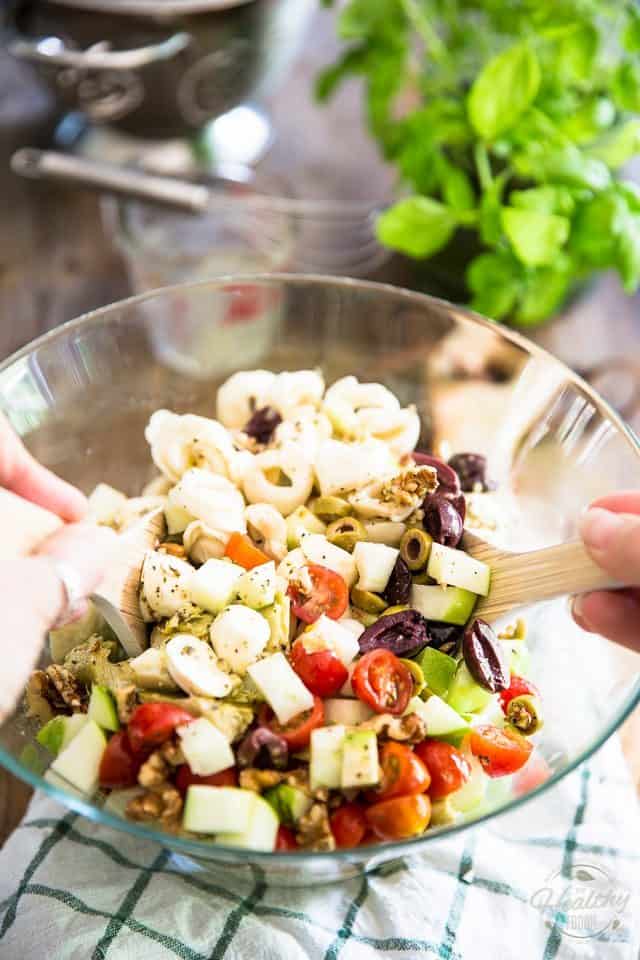 Mediterranean Tortellini Salad is quick and easy to prepare and can be enjoyed on it's own for a meatless 