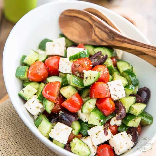 Greek Style Tomato Cucumber Salad • The Healthy Foodie