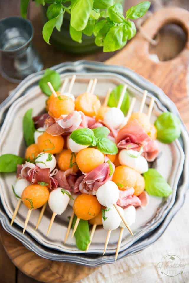 Prosciutto Melon Skewers • The Healthy Foodie