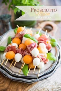 Prosciutto Melon Skewers: A great classic made super elegant and easily portable! Perfect for your next picnic or summer BBQ by the poolside!