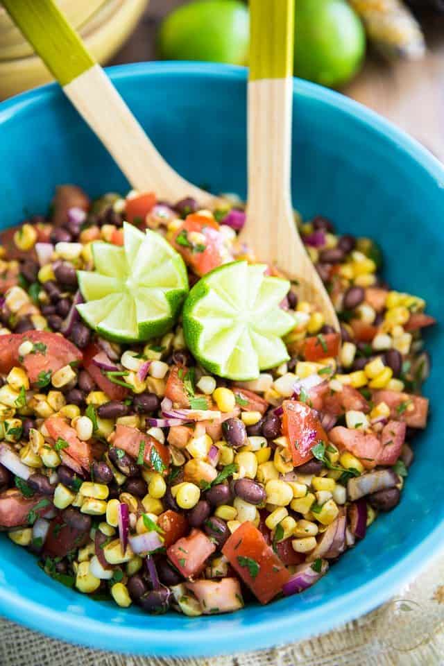 Bring on the maracas! This black bean and corn salad tastes just like a Mexican Fiesta is happening right inside your mouth! 