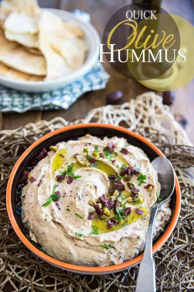 Quick to make and better than store-bought, this Olive Hummus will have you fall in love with the delicious chickpea spread all over again! 