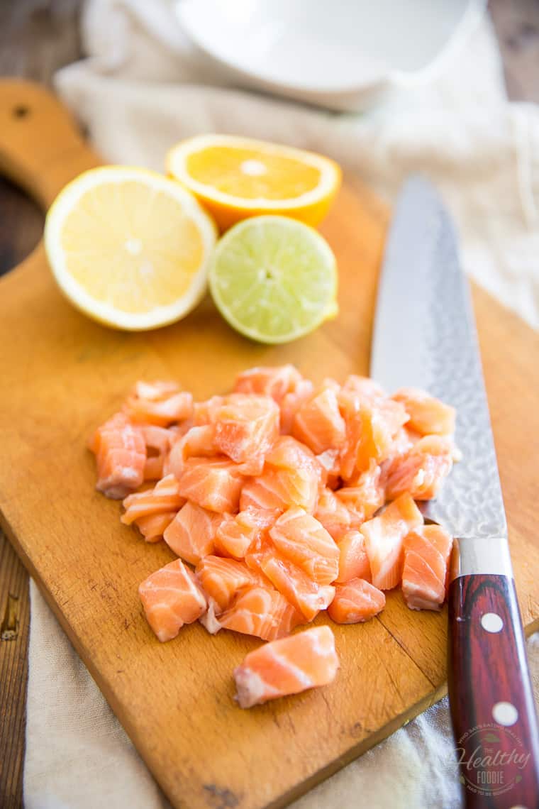 Citrus Avocado Salmon Ceviche by Sonia! The Healthy Foodie | Step-by-step instructions on thehealthyfoodie.com