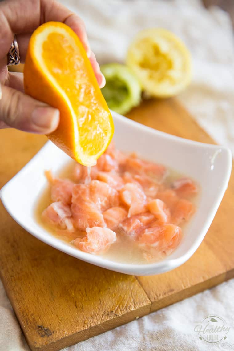 Citrus Avocado Salmon Ceviche by Sonia! The Healthy Foodie | Step-by-step instructions on thehealthyfoodie.com