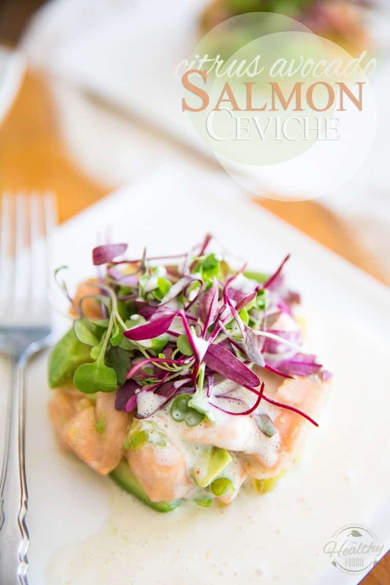 This Citrus Avocado Salmon Ceviche makes for an easy, elegant and delicious appetizer or light meal.
