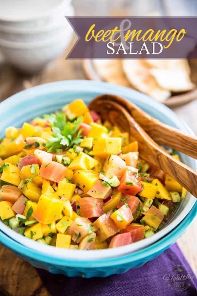 Summer meets fall in this surprising but insanely delicious Beet Mango Salad. Dare give it a try: you won't believe how good the combination!