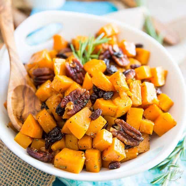Candied Butternut Squash With Pecans and Raisins • The Healthy Foodie
