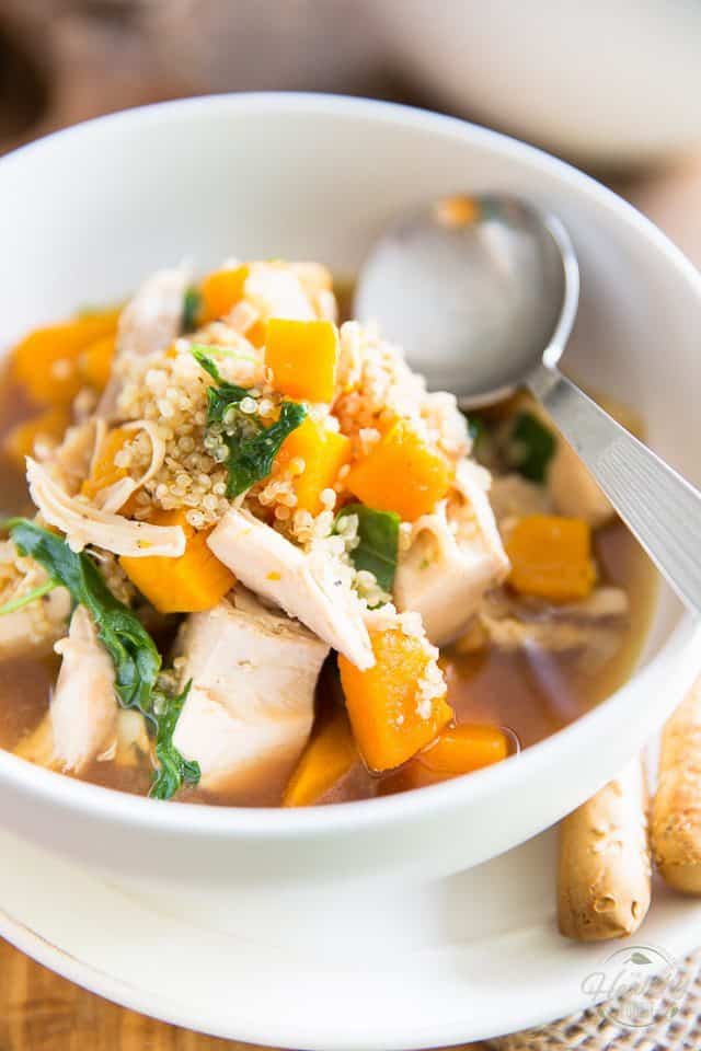Soul warming and deliciously comforting Butternut Squash Quinoa Chicken Soup - your best ally this fall and winter season! 