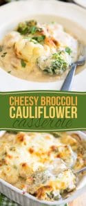This healthier Cheesy Broccoli Cauliflower Casserole is a delicious way to sneak more cauliflower and broccoli into your kids' diet, and probably yours too!