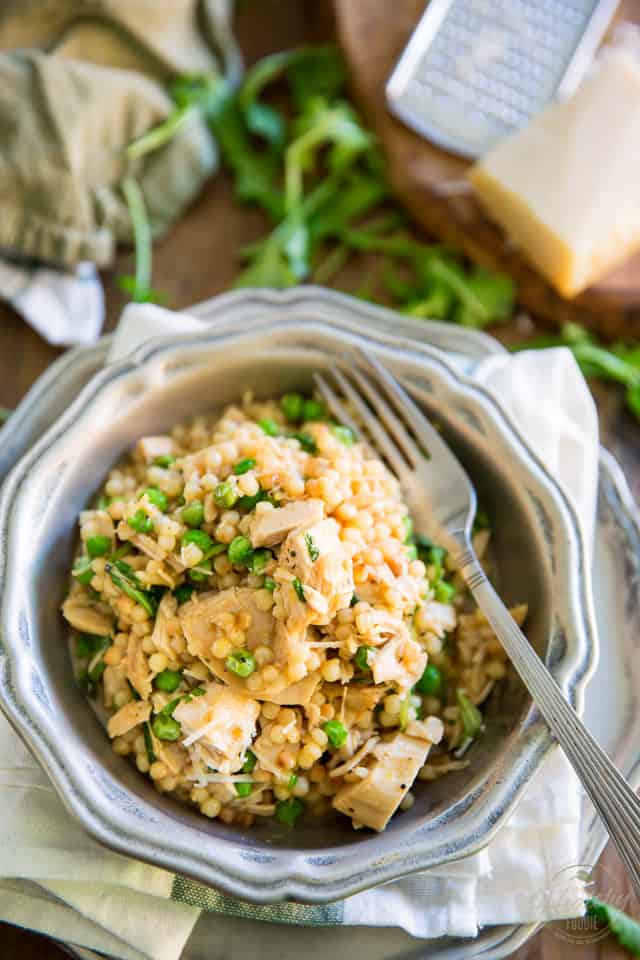 Israeli Pearl Couscous with Chicken and Peas by Sonia! The Healthy Foodie | Recipe on thehealthyfoodie.com