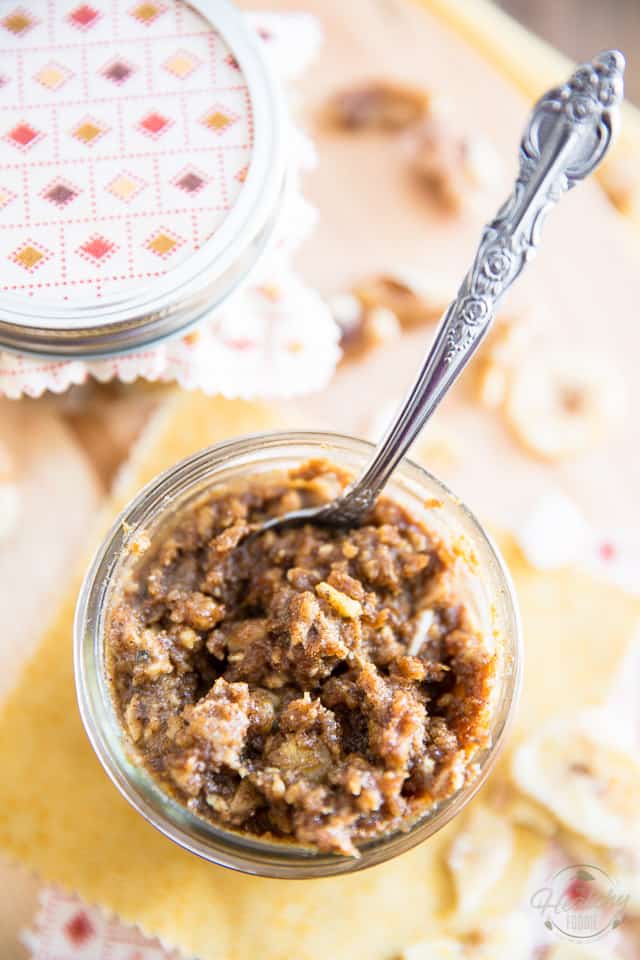 Spread this Banana Coconut Walnut Butter on a piece of buttered toast for a tasty snack, or just eat it by the spoonful... it's like Banana Bread in a jar!