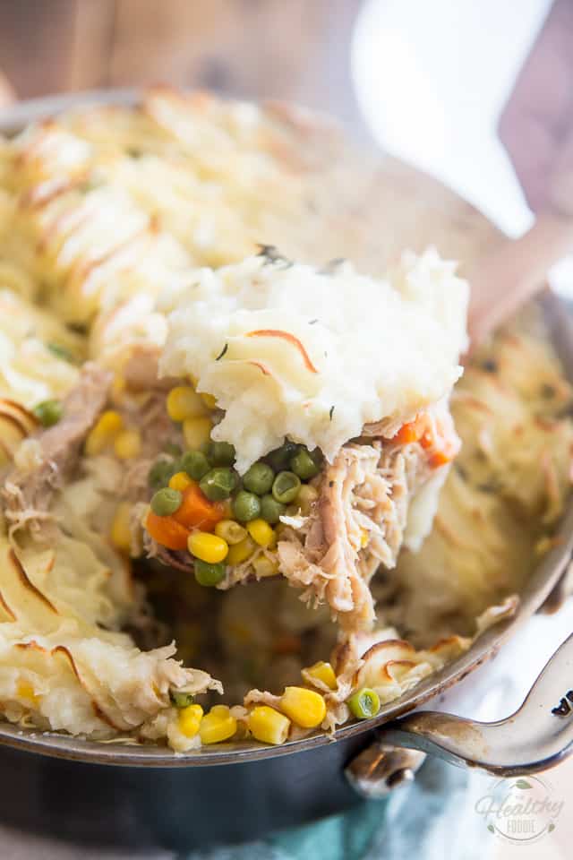 This Chicken Cottage Pie is a bit of a cross between 2 great classics: Chicken Pot Pie and Cottage Pie. You can't go wrong with that! 