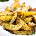 When the craving for French Fries strike, whip up a batch of these delicious Oven Baked Garlic Parmesan Potato Wedges instead. They're MUCH healthier AND much tastier, too!