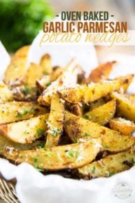 When the craving for French Fries strike, whip up a batch of these Oven Baked Garlic Parmesan Potato Wedges instead. They're MUCH better and tastier too!