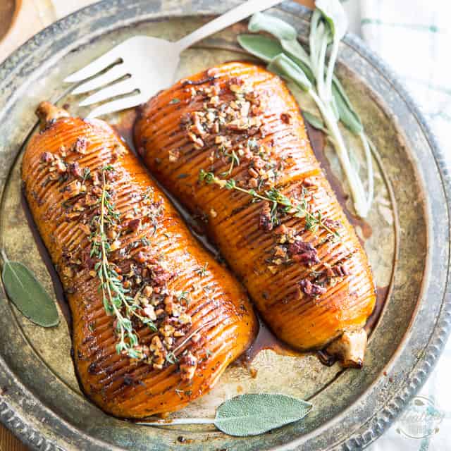 Honey Glazed Hasselback Butternut Squash • The Healthy Foodie