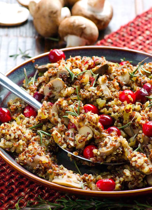 mushroom-rosemary-quinoa-stuffing-recipe-with-cranberries