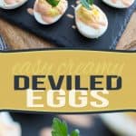 These delicious Easy Creamy Deviled Eggs are ready in just minutes and will probably disappear even faster than that!