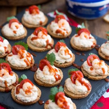 Goat Cheese Shrimp Dip and Canapés • The Healthy Foodie