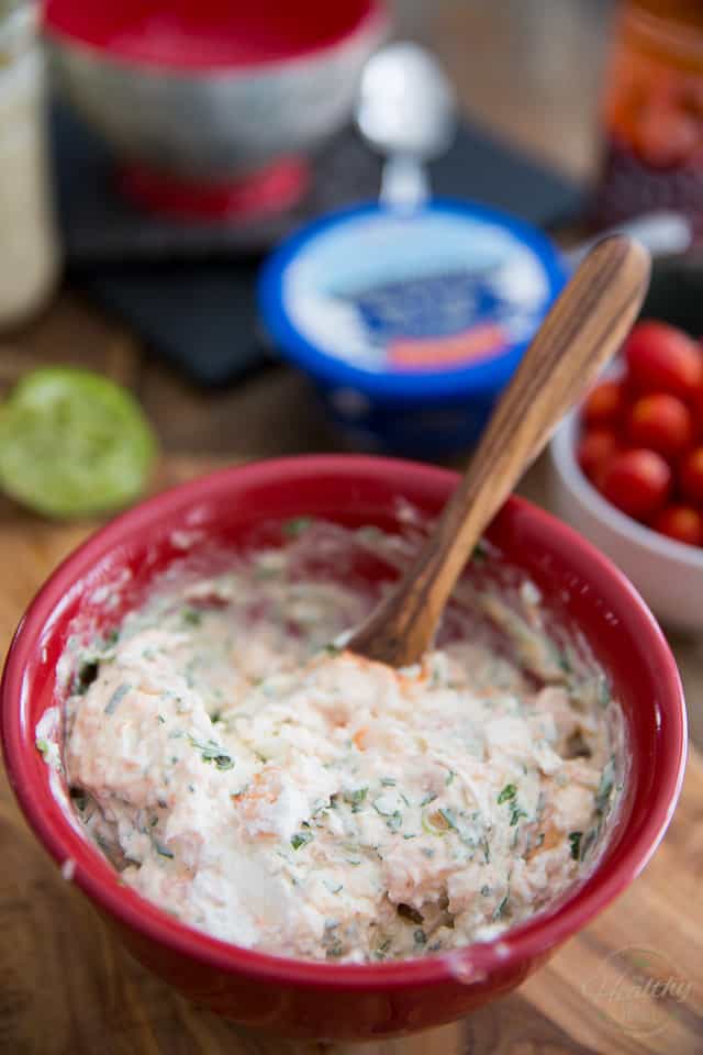 Goat Cheese Shrimp Dip Canapés by Sonia! The Healthy Foodie | recipe on thehealthyfoodie.com 