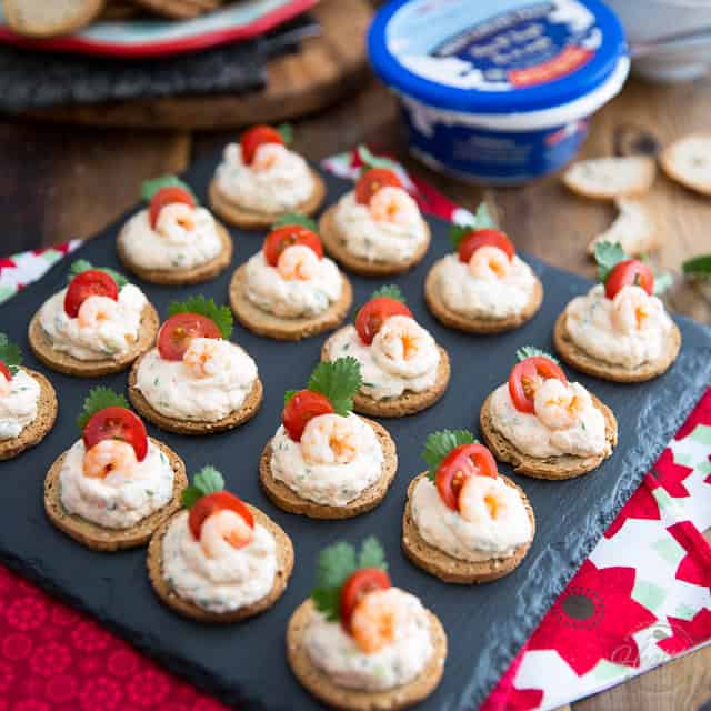 Goat Cheese Shrimp Dip and Canapés • The Healthy Foodie
