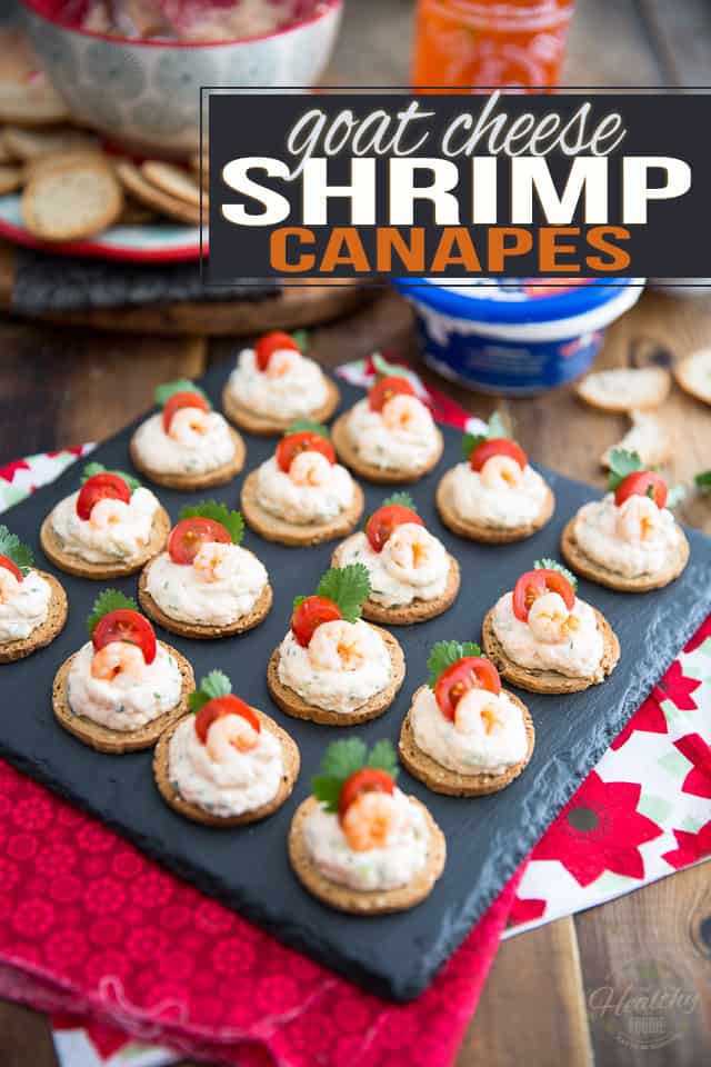 Goat Cheese Shrimp Dip Canapés by Sonia! The Healthy Foodie | recipe on thehealthyfoodie.com 